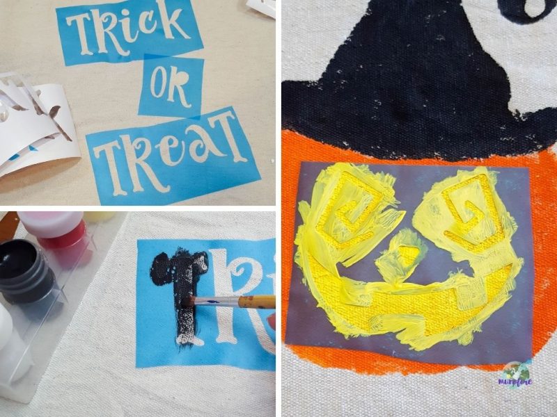 collage of Halloween painting stencils