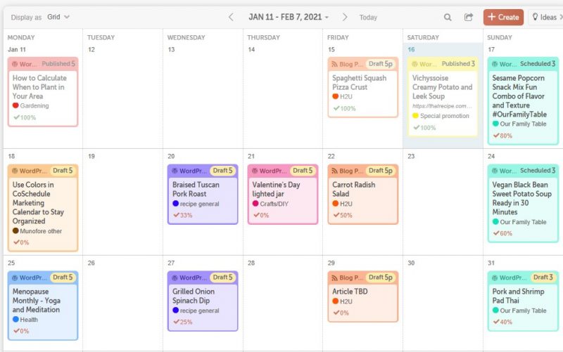 screenshot of coschedule calendar