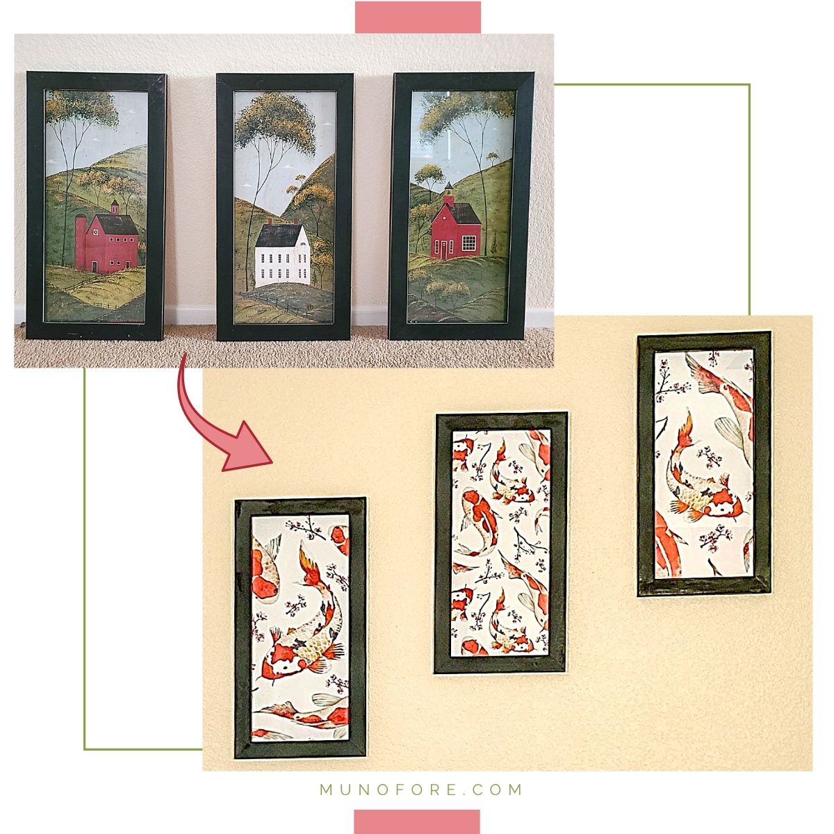 two images of wall art collages