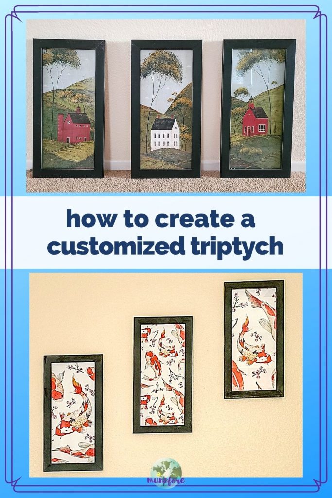two images of wall art collages with text overlay "how to create a customized triptych"