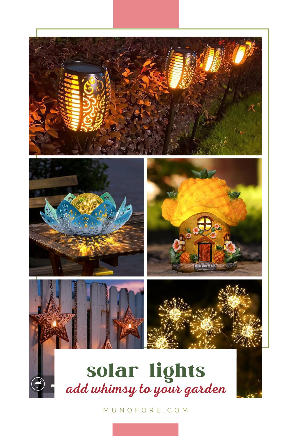 collage of decorative solar lights