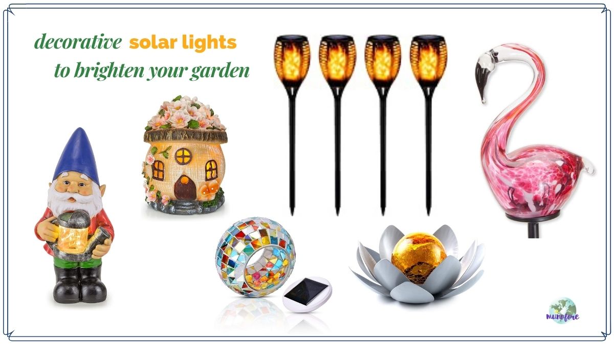 collage of decorative solar lights