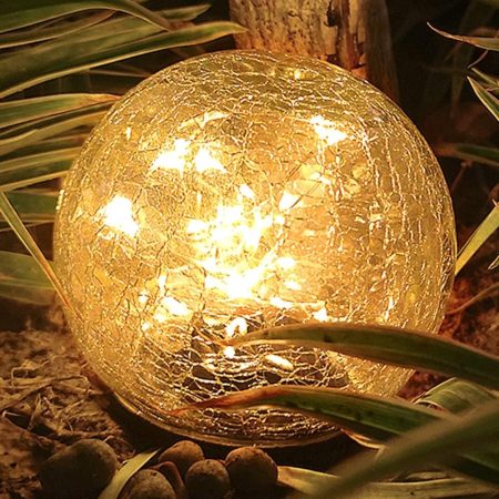 crackled glass gazing ball