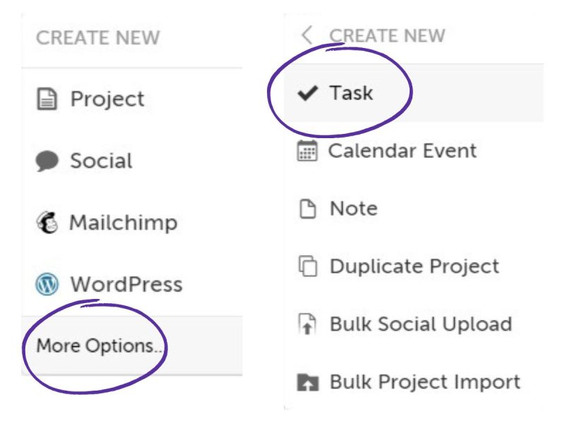 screen shot of coschedule create task