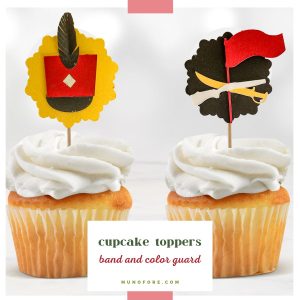 cupcakes with marching band and color guard cupcake topppers