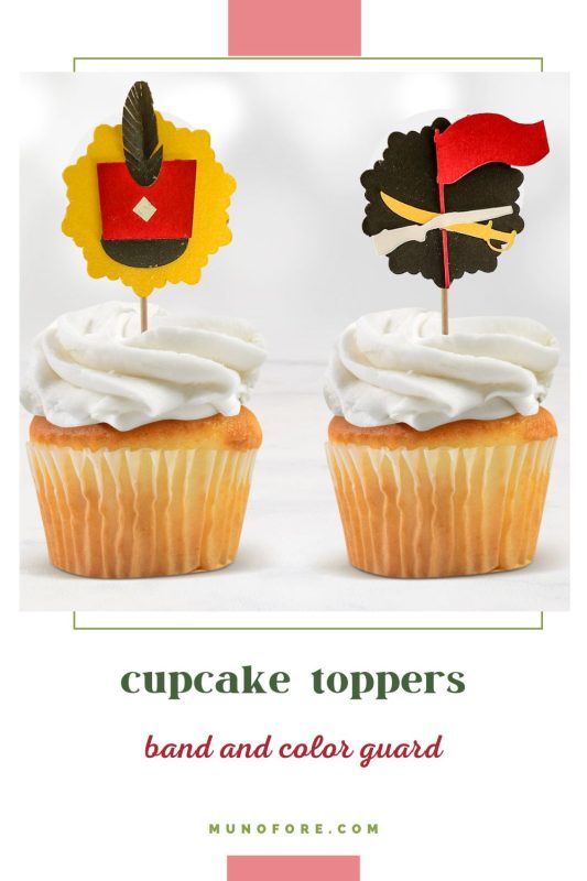 cupcakes with marching band and color guard cupcake topppers