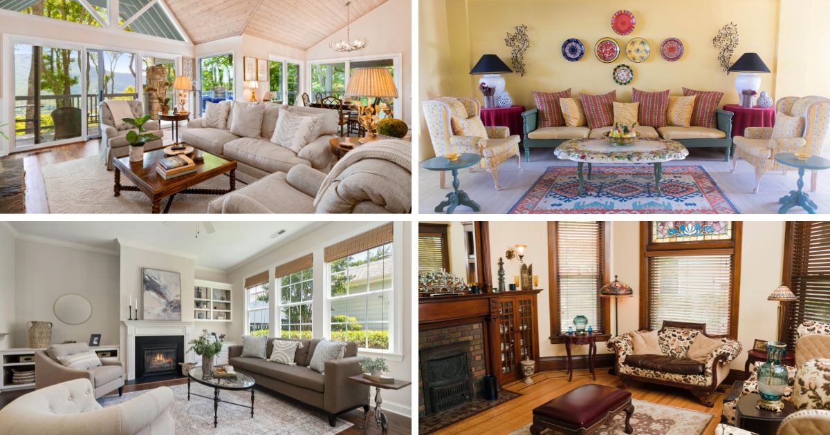 collage of living room photos